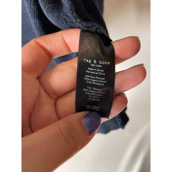 Rag & Bone Navy Organic Cotton Knit Open Front Cardigan Vest Sweater Size XL - Picture 4 of 4